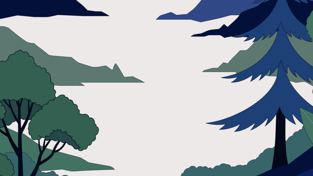 Illustrated forest landscape representing the path from security design to implementation