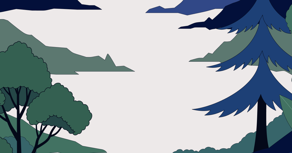 Illustrated forest landscape representing the path from security design to implementation